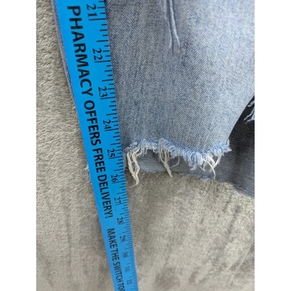 Grunge Distressed High Rise Vintage Jeans Womens 25 Light Wash Raw Hem Rewash‎